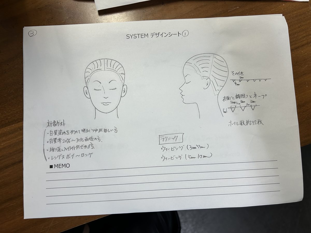 J's のデザインシート(似合わせ・技術設計)